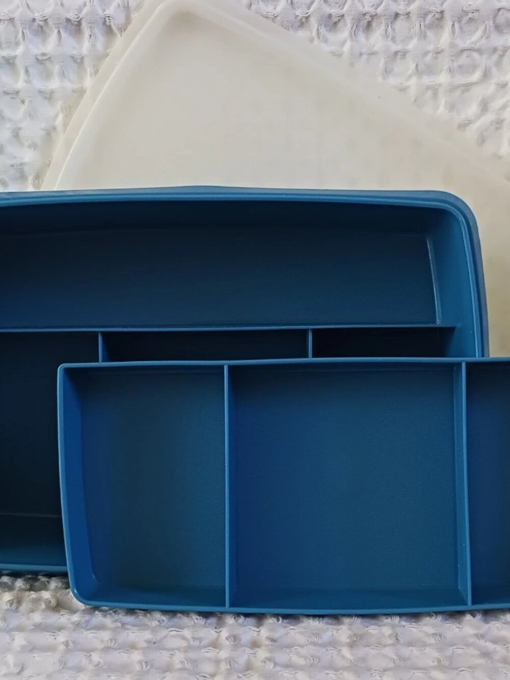 Tupperware Tuppercraft Stow N Go 3pc Container Craft Storage BLUE 767-1 Vintage